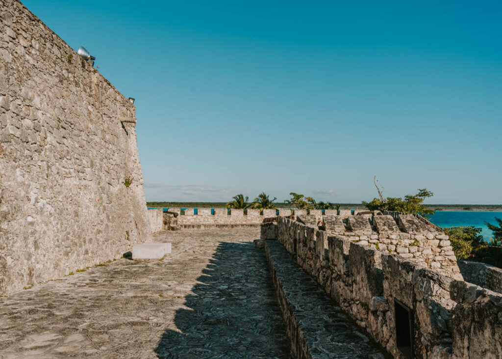 View of Fuerte de San Felipe Bacalar from inside the colonial fortress