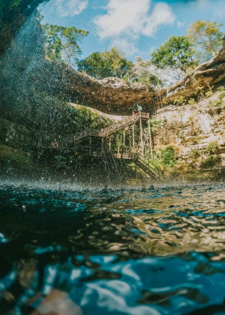 Waterfall at Selva Maya Cenote Saamal