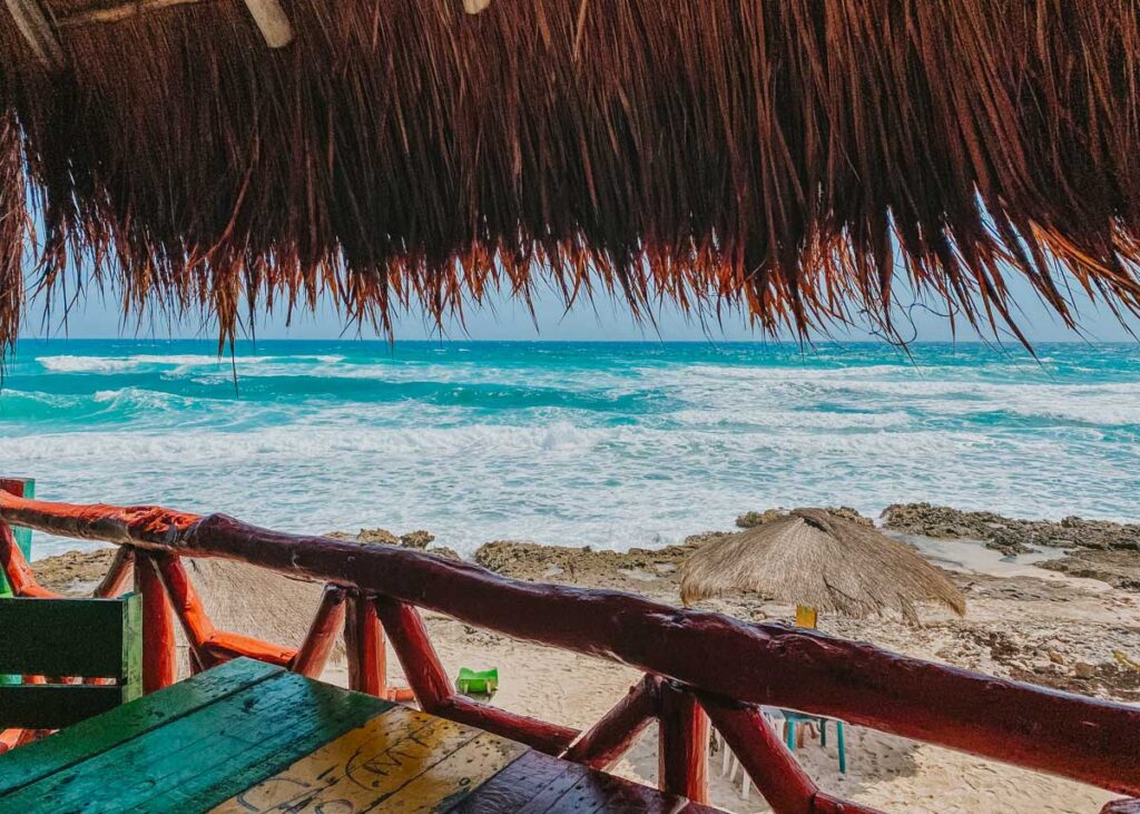 The ocean waves from Rasta Bar on Cozumel, an idyllic day trip from Cancun